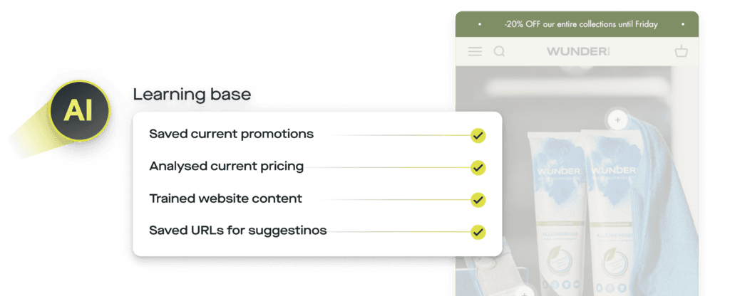 Website-Learning: gespeicherte Aktionen, Preise und Inhalte